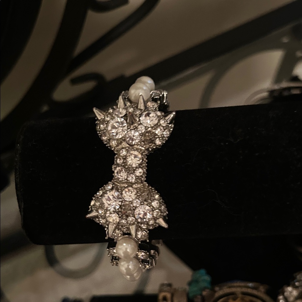 Betsy Johnson Silver and Pearl Embellished Bracelet